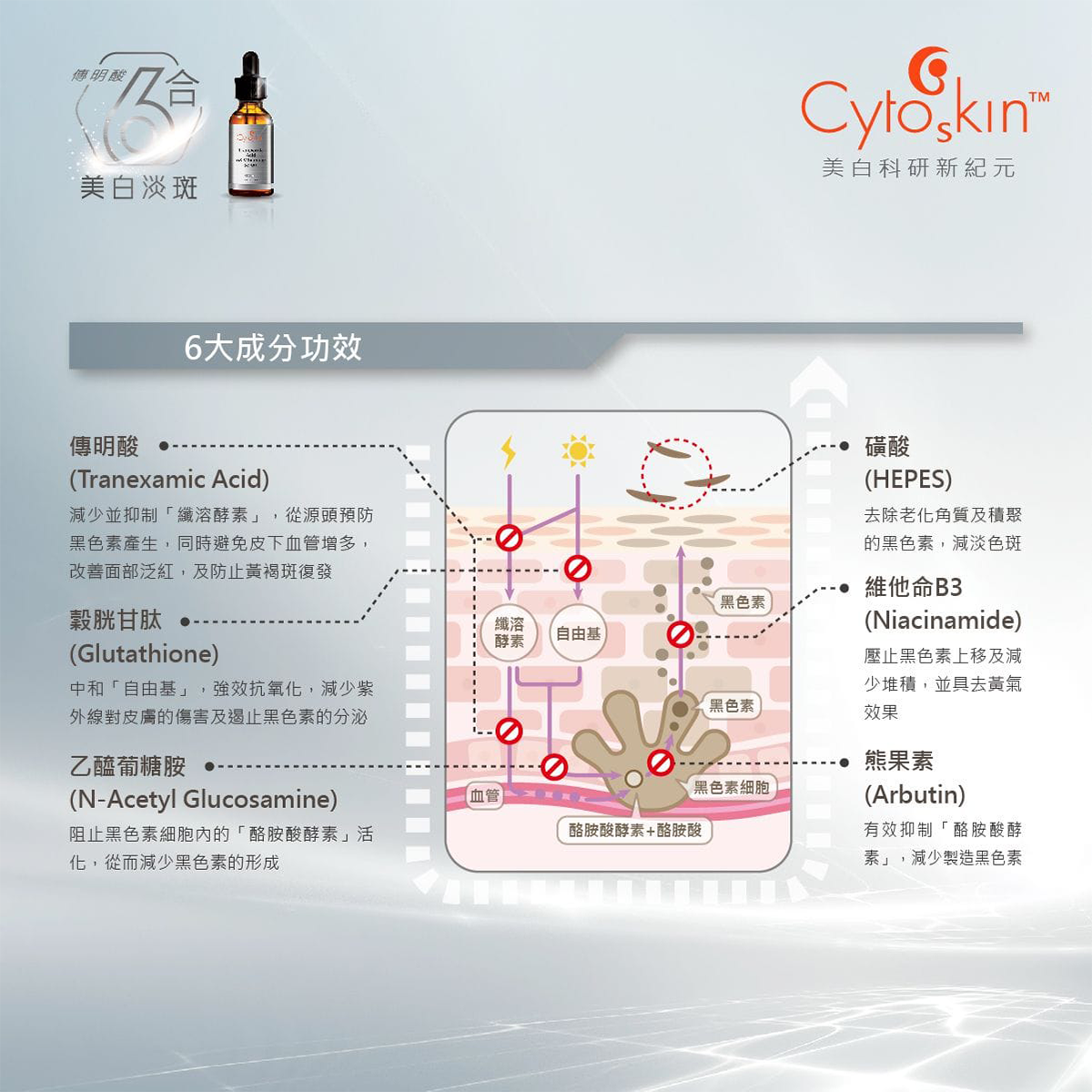 Cytoskin傳明酸6合美白淡斑精華:圖片 3